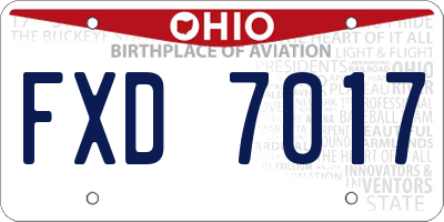 OH license plate FXD7017
