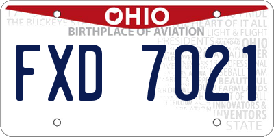 OH license plate FXD7021