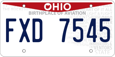 OH license plate FXD7545