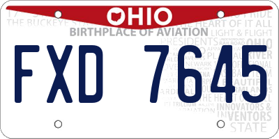 OH license plate FXD7645