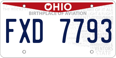 OH license plate FXD7793