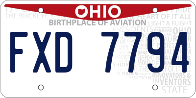 OH license plate FXD7794