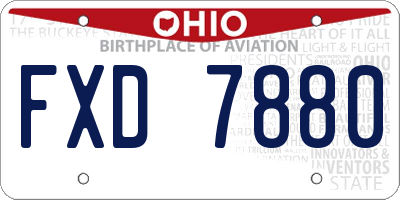 OH license plate FXD7880