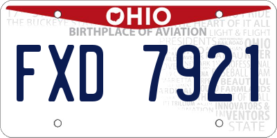 OH license plate FXD7921
