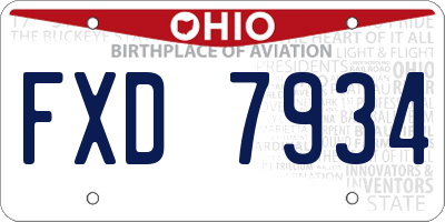 OH license plate FXD7934