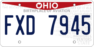 OH license plate FXD7945