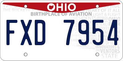 OH license plate FXD7954