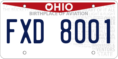 OH license plate FXD8001
