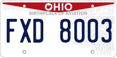 OH license plate FXD8003