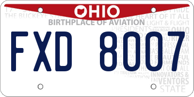 OH license plate FXD8007