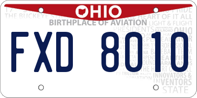 OH license plate FXD8010