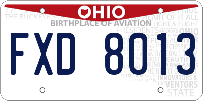 OH license plate FXD8013