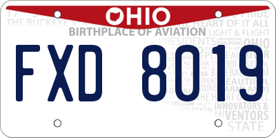 OH license plate FXD8019