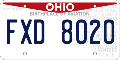 OH license plate FXD8020