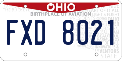 OH license plate FXD8021