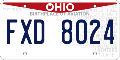 OH license plate FXD8024