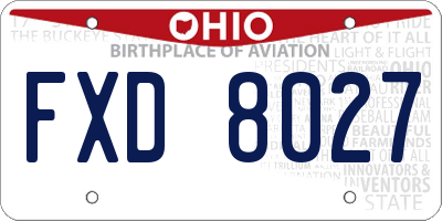 OH license plate FXD8027
