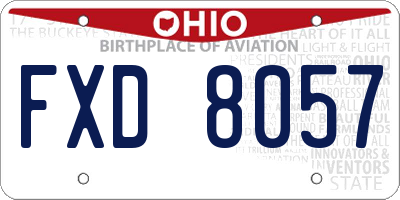 OH license plate FXD8057