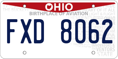 OH license plate FXD8062