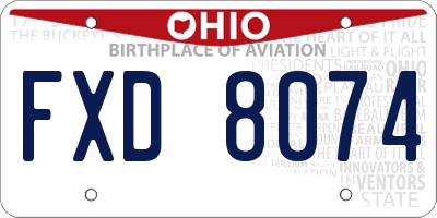 OH license plate FXD8074