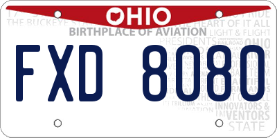 OH license plate FXD8080