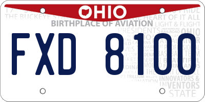 OH license plate FXD8100