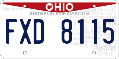 OH license plate FXD8115