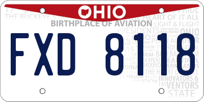 OH license plate FXD8118