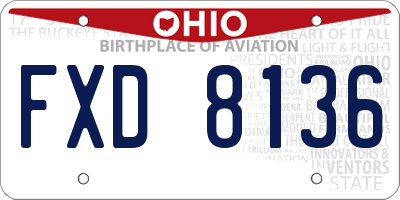 OH license plate FXD8136