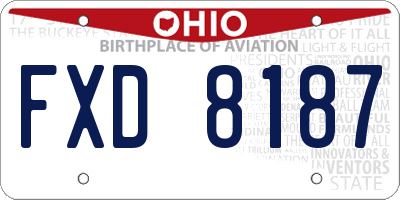 OH license plate FXD8187