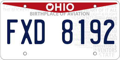 OH license plate FXD8192