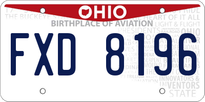 OH license plate FXD8196