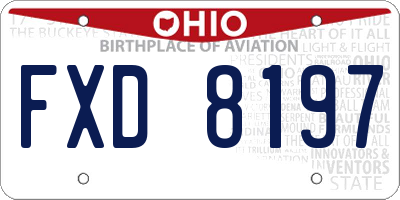 OH license plate FXD8197