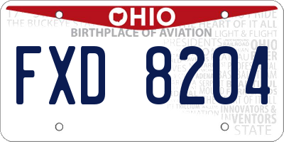 OH license plate FXD8204