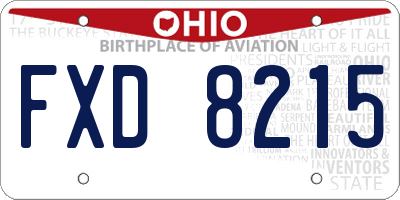 OH license plate FXD8215