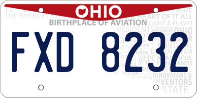 OH license plate FXD8232