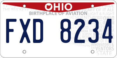 OH license plate FXD8234