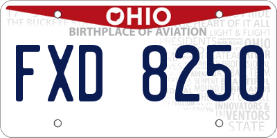 OH license plate FXD8250