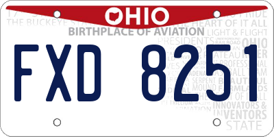 OH license plate FXD8251
