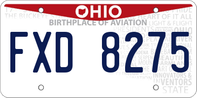 OH license plate FXD8275