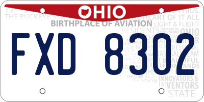 OH license plate FXD8302