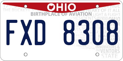 OH license plate FXD8308