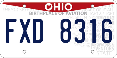 OH license plate FXD8316