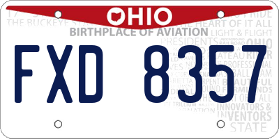 OH license plate FXD8357