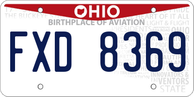 OH license plate FXD8369