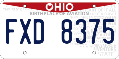 OH license plate FXD8375