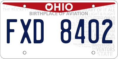 OH license plate FXD8402