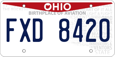 OH license plate FXD8420