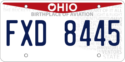OH license plate FXD8445