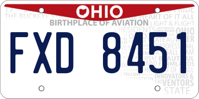 OH license plate FXD8451